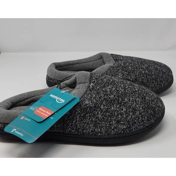 HomeTop Memory Foam Slippers Women’s Gray Knit Indoor House Shoes Non Slip - Picture 3 of 6